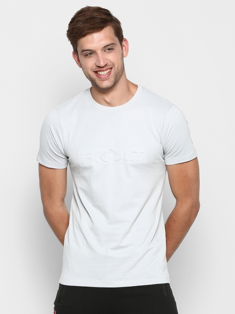 

SKULT by Shahid Kapoor Men Grey Solid Round Neck T-shirt