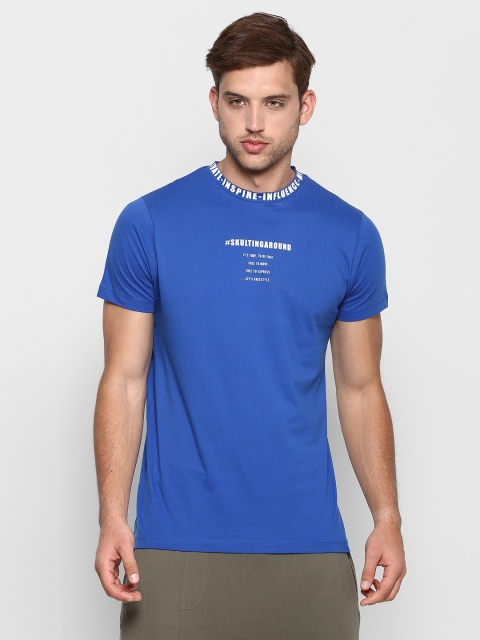 

SKULT by Shahid Kapoor Men Blue Printed Round Neck T-shirt