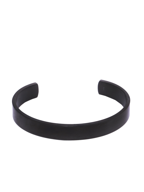 

Dare by Voylla Black Stainless Steel Rhodium-Plated Handcrafted Cuff Bracelet