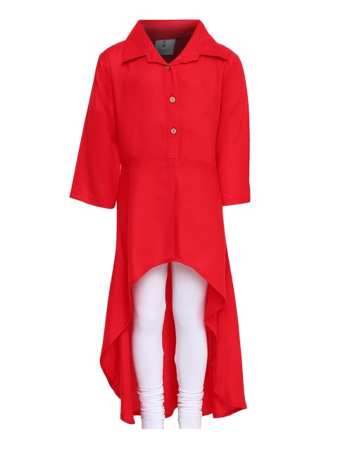 

Aarika Girls Red & White Solid Kurta with Churidar