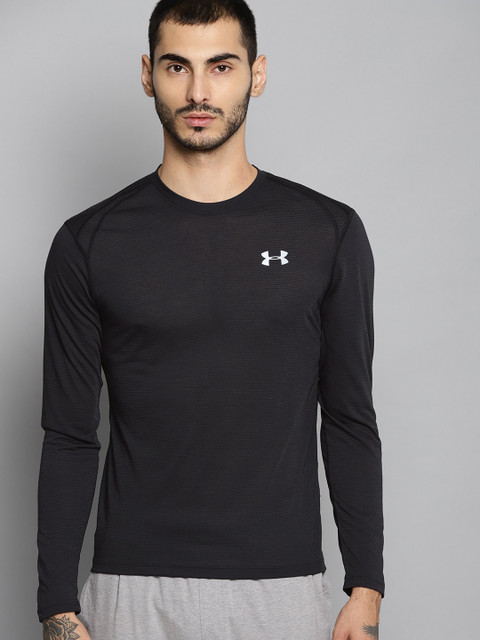 

UNDER ARMOUR Men Black Streaker 2.0 Solid Round Neck T-shirt