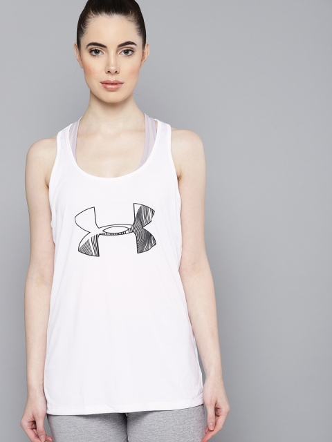 

UNDER ARMOUR Women White Printed Tech Graphic Tank Top