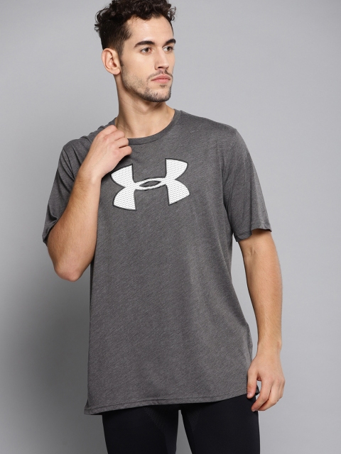 

UNDER ARMOUR Men Charcoal Grey Big Logo SS Printed T-shirt