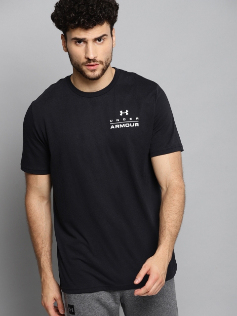 

UNDER ARMOUR Men Black Stacked Left Chest Solid Round Neck T-shirt