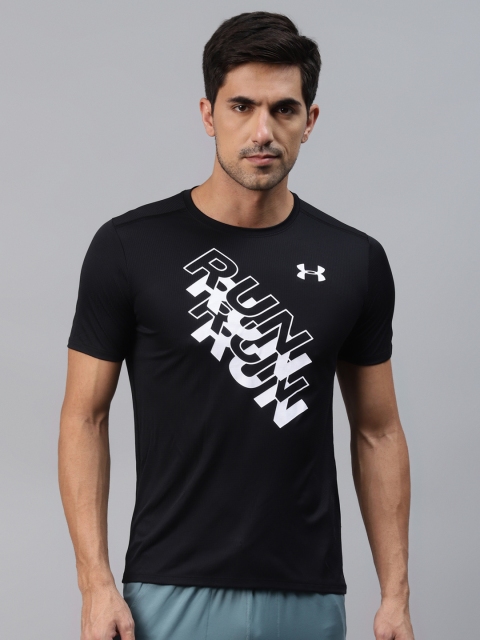 

UNDER ARMOUR Men Black & White Typography Printed International Run Day GX T-Shirt