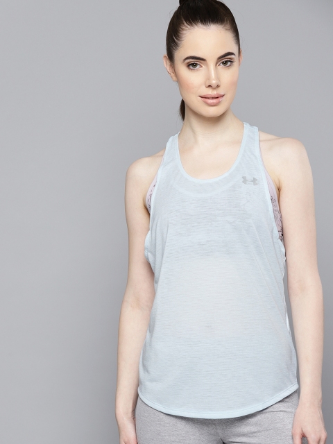 

UNDER ARMOUR Women Blue Solid Streaker 2.0 Racer Running Tank Top