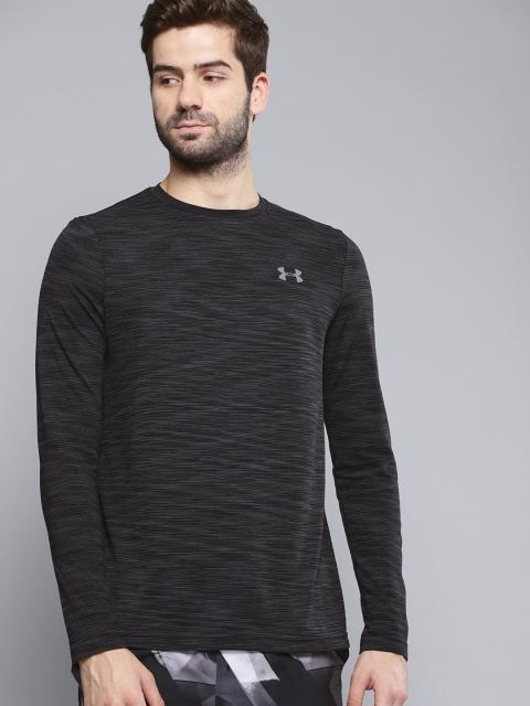 

UNDER ARMOUR Men Charcoal Grey Self-Design Vanish Seamless T-Shirt
