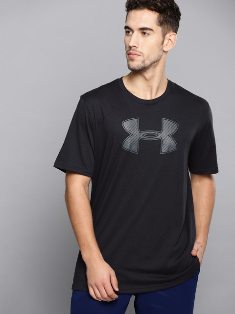 

UNDER ARMOUR Men Black Big Logo SS Printed Longline T-shirt