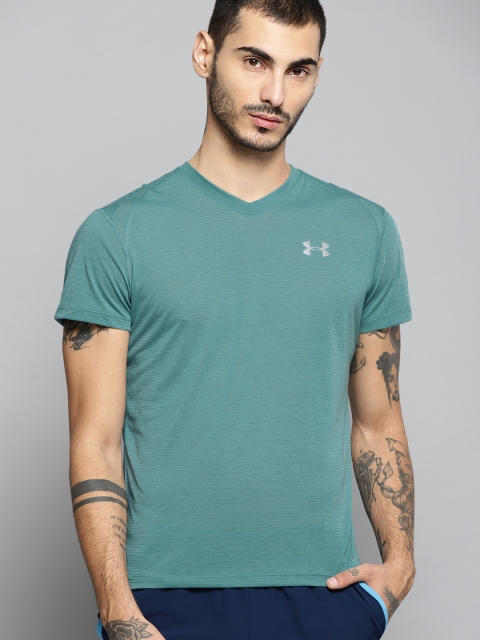 

UNDER ARMOUR Men Green Solid Streaker 2.0 T-shirt