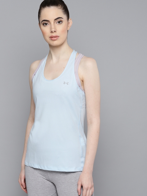 

UNDER ARMOUR Women Blue Solid HeatGear Armour Racer Tank Top