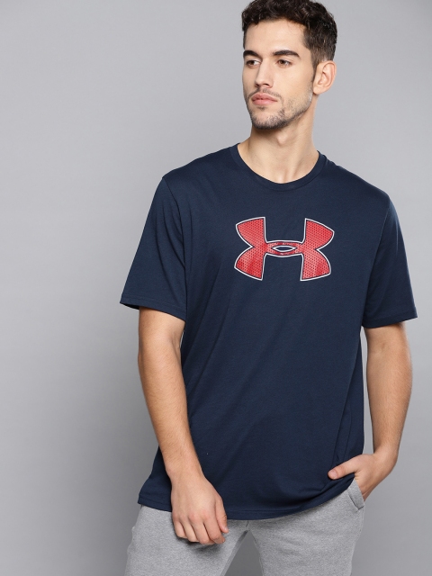 

UNDER ARMOUR Men Navy Big Logo SS Printed Longline T-shirt, Navy blue