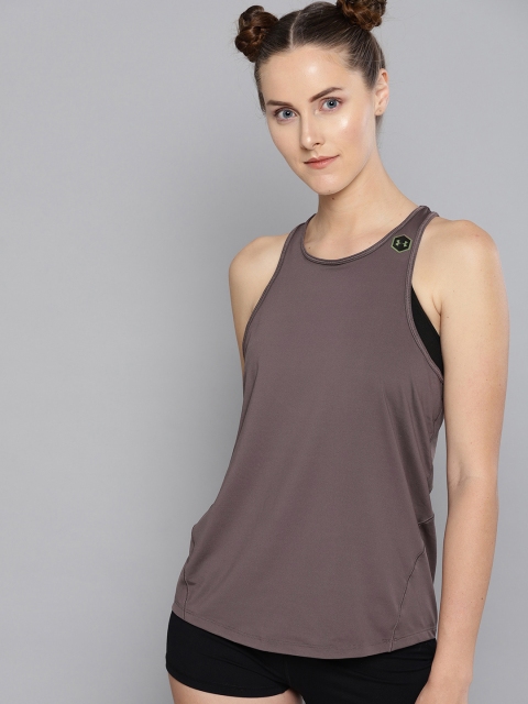 

UNDER ARMOUR Women Mauve Solid Rush Tank Styled Back Top