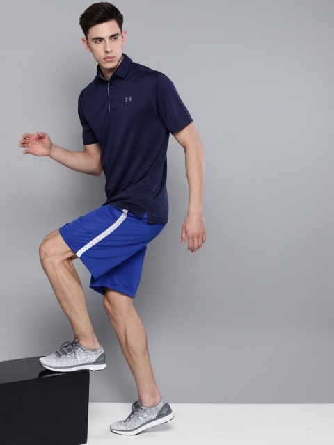 

UNDER ARMOUR Men Navy Self-Striped Tech Polo T-shirt, Navy blue