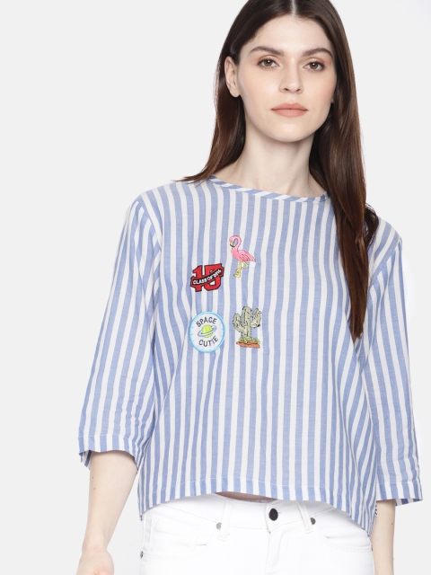 

Kook N Keech Women Blue & White Striped Regular Top