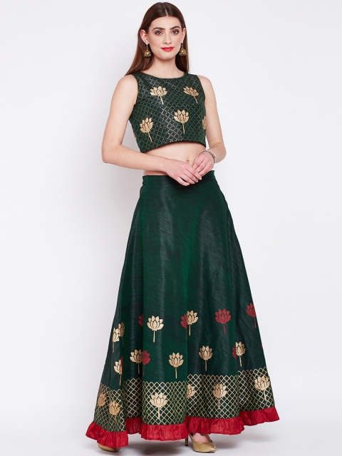 

studio rasa Green Handblock Print Ready to Wear Lehenga with Blouse