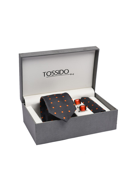 

Tossido Men Grey, Orange & Silver-Toned Acessory Gift Set