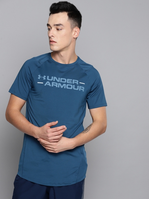 

UNDER ARMOUR Men Teal Blue MK1 SS Wordmark Round Neck T-shirt