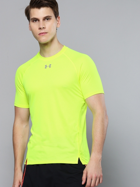 

UNDER ARMOUR Men Yellow Solid Qualifier HexDelta Running T-shirt