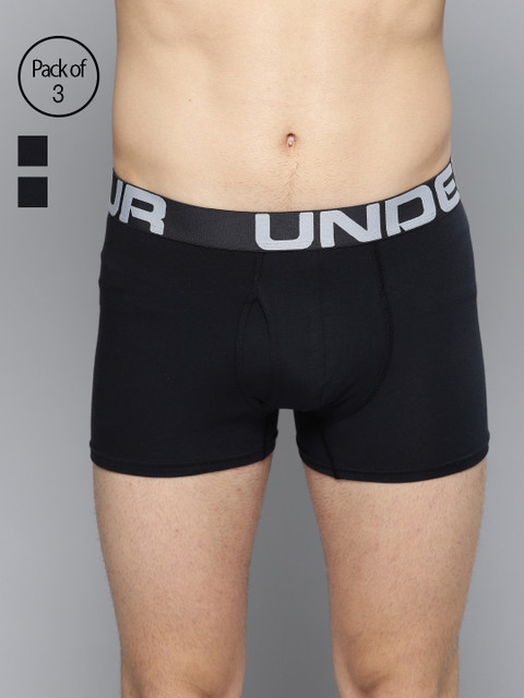

UNDER ARMOUR Men Pack of 3 Solid Charged Cotton 3" Boxerjock Trunks 1327424, Black