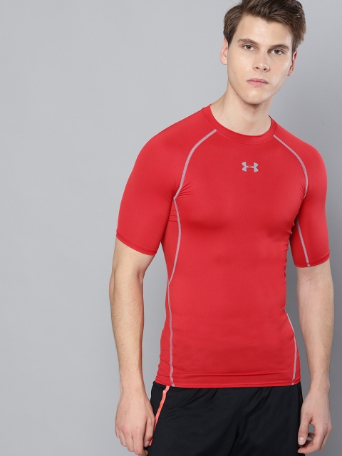 

UNDER ARMOUR Men Red Compression Fit HeatGear Solid T-Shirt