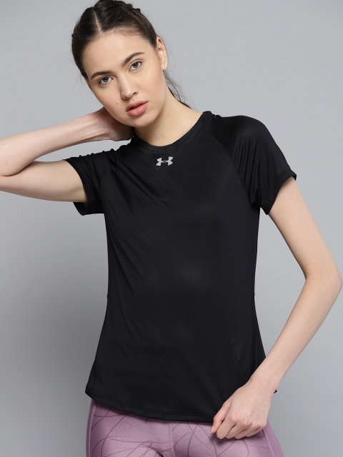 

UNDER ARMOUR Women Black Qualifier Solid Running T-shirt