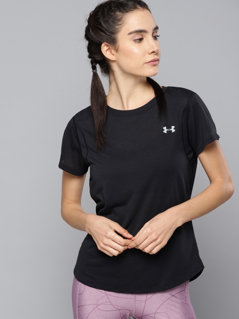 

UNDER ARMOUR Women Black Solid Streaker 2.0 T-shirt