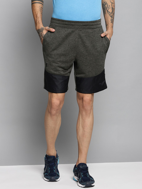 

UNDER ARMOUR Men Olive Green MK-1 Terry Solid Shorts