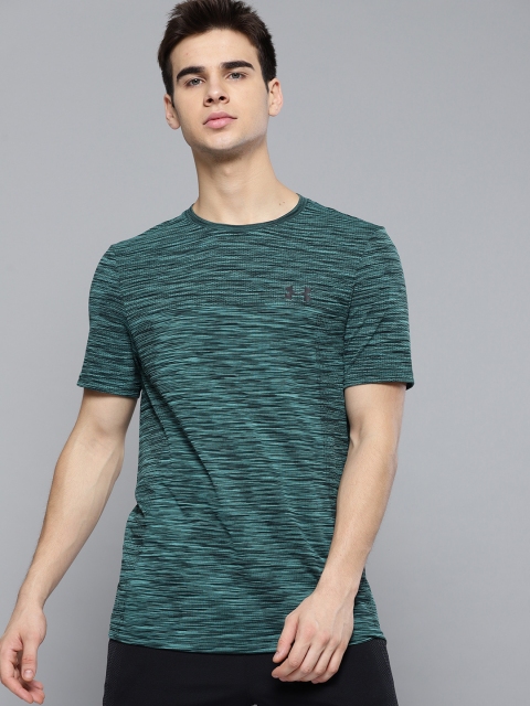 

UNDER ARMOUR Men Green Self-Design Vanish Seamless T-shirt