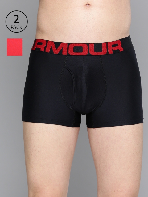 

UNDER ARMOUR Men Pack of 2 Solid Tech 3" Boxerjock(r) Trunks 1327414, Black