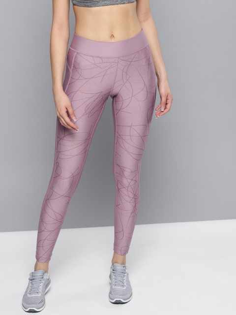 

UNDER ARMOUR Women Lavender Printed Heat Gear Tights