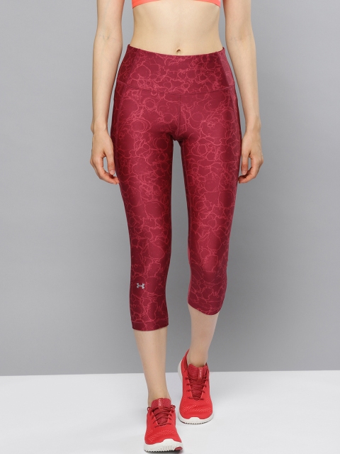 

UNDER ARMOUR Women Maroon Printed HeatGear Armour Capri Tights