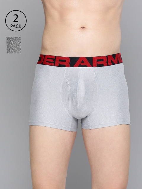 

UNDER ARMOUR Men Pack of 2 Grey Solid Tech 3" Boxerjock(r) Trunks 1327414
