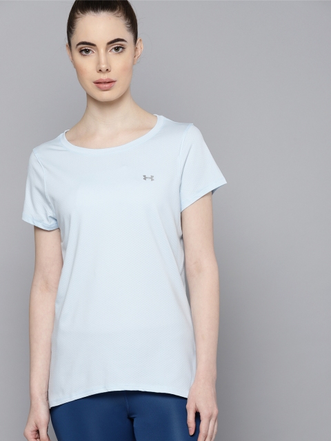 

UNDER ARMOUR Women Blue Solid HeatGear Armour T-shirt