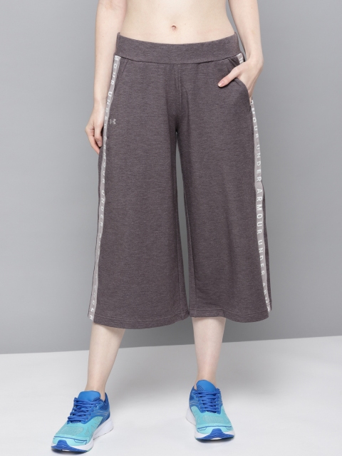 

UNDER ARMOUR Women Mauve Featherweight Fleece Crop Solid Track Pants