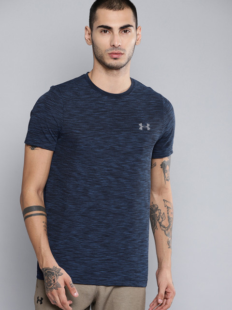 

UNDER ARMOUR Men Navy Vanish Seamless Novelty Self Design Sports T-shirt, Navy blue