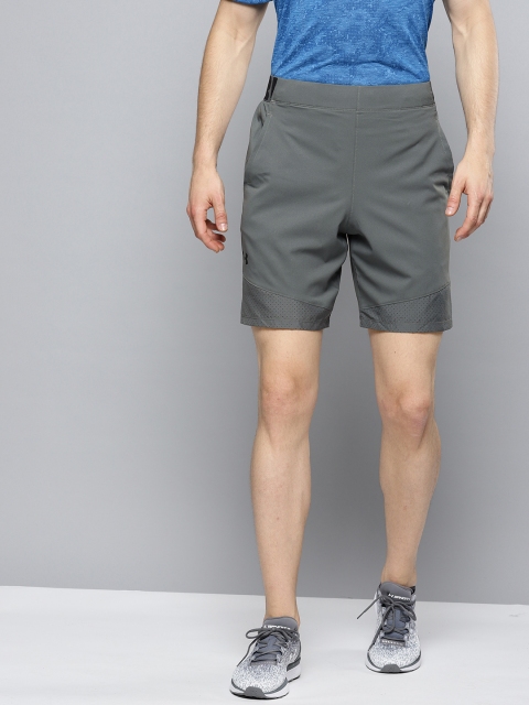 

UNDER ARMOUR Men Grey Solid Woven Graphic Sports Shorts