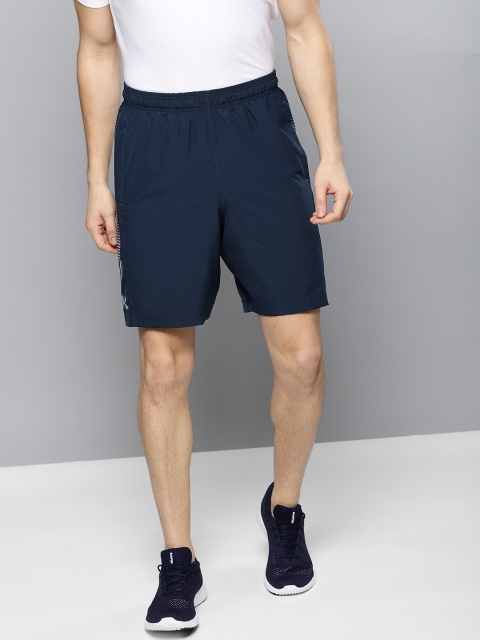 

UNDER ARMOUR Men Navy Woven Graphic Solid Sports Shorts, Navy blue