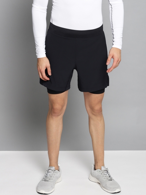 

UNDER ARMOUR Men Blue Solid Qualifier Speedpocket 2-In-1 Running Shorts, Black