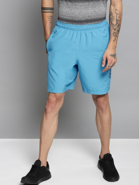 

UNDER ARMOUR Men Blue Solid Woven Graphic Shorts