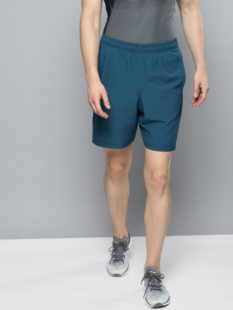

UNDER ARMOUR Men Teal Blue Solid Woven Graphic Sports Shorts