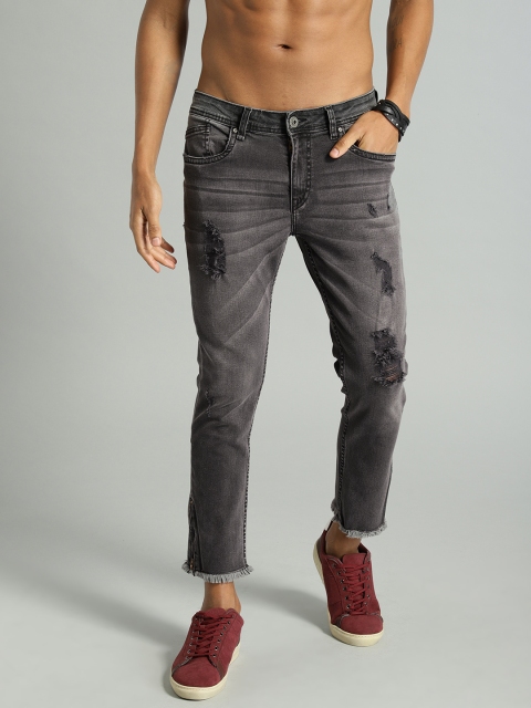 

Roadster Men Black Flared Mid-Rise Mildly Distressed Stretchable Cropped Jeans