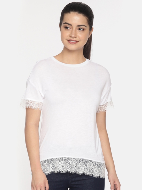 

Lee Women White Solid Regular Slim Fit Top