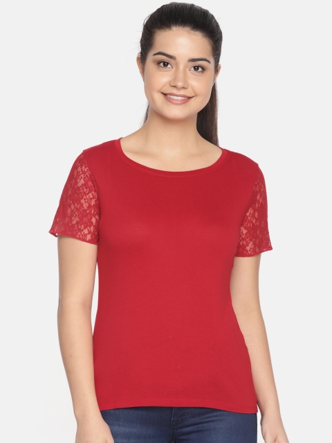 

Lee Women Red Solid Slim Fit Top