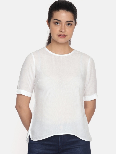 

Lee Women White Self Design Slim Fit Top