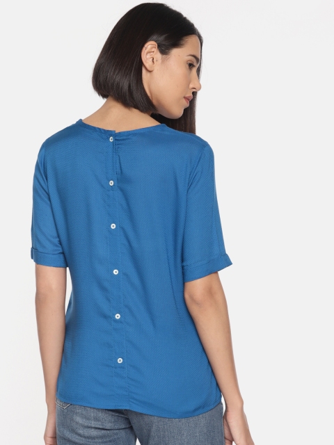 

Lee Women Blue Self Design Styled Back Slim Fit Top