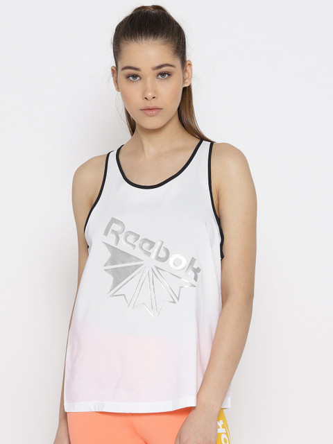 

Reebok Classic Women White CL GP Printed Tank Top