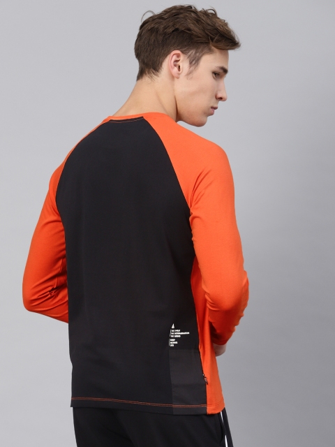 

HRX by Hrithik Roshan Men Orange & Black Solid Crew Neck Lifestyle Full Sleeve Tshirt
