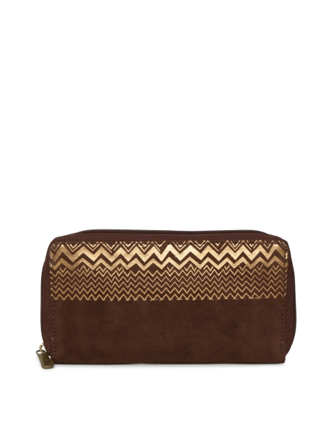 

Baggit Women Brown Striped Zip Around Wallet