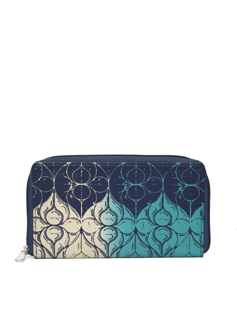 

Baggit Women Blue Printed Zip Around Wallet