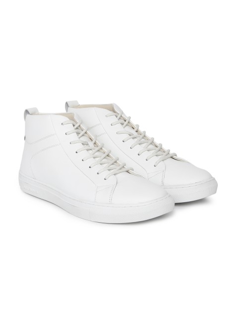 

Jack & Jones Men White Solid Leather Mid-Top Sneakers